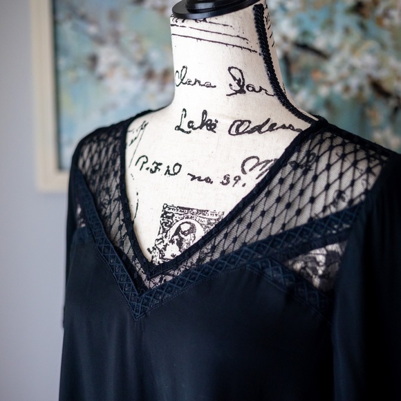 EXPRESS LONG SLEEVE LACE INSET DRESS BLACK S/P - Picture 2 of 7